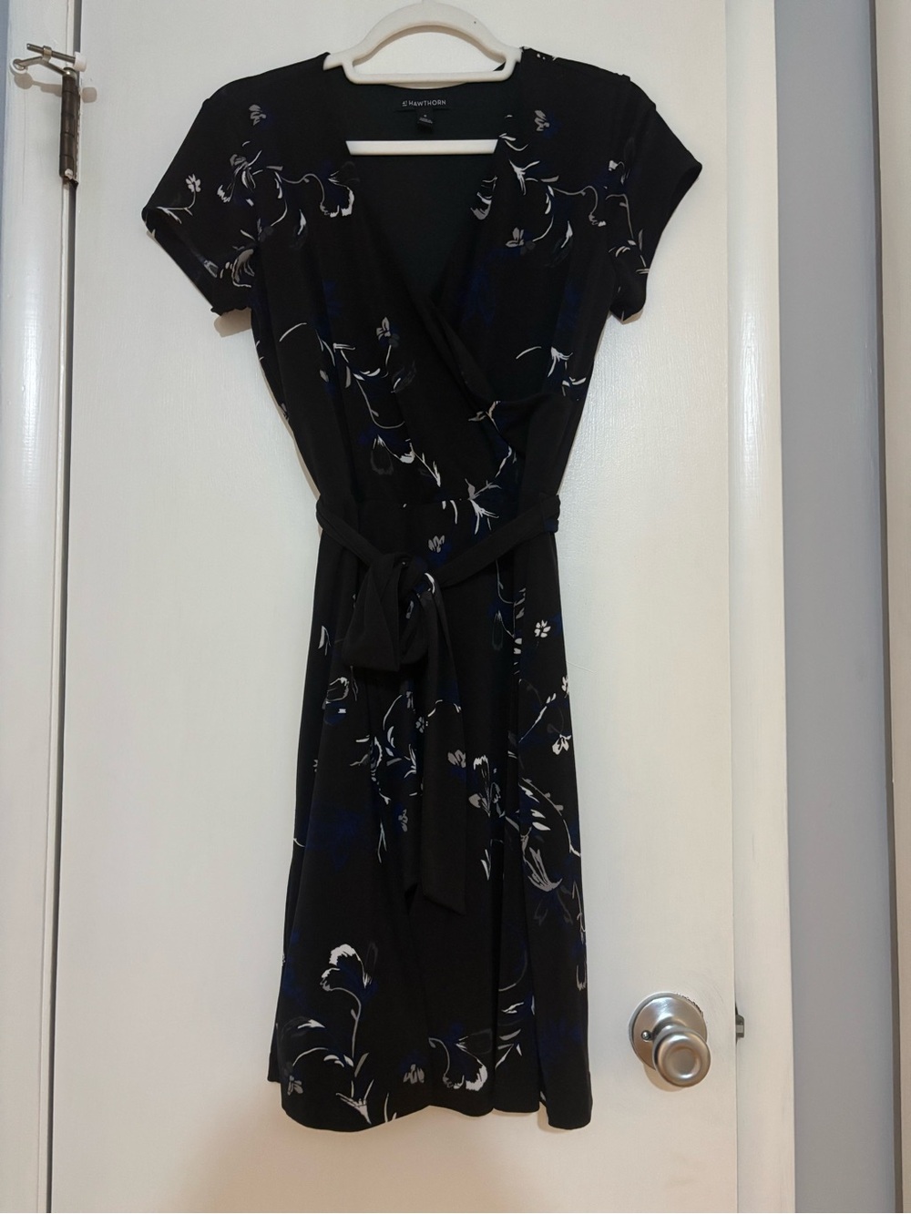 41 Hawthorn Black Floral Wrap Midi Dress with Tie